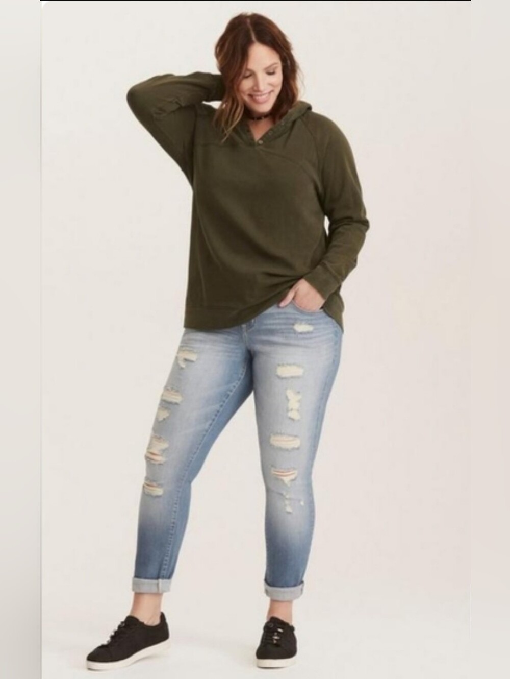 Torrid size 14 R Boyfriend Jean Premium Stretch Light Wash distressed